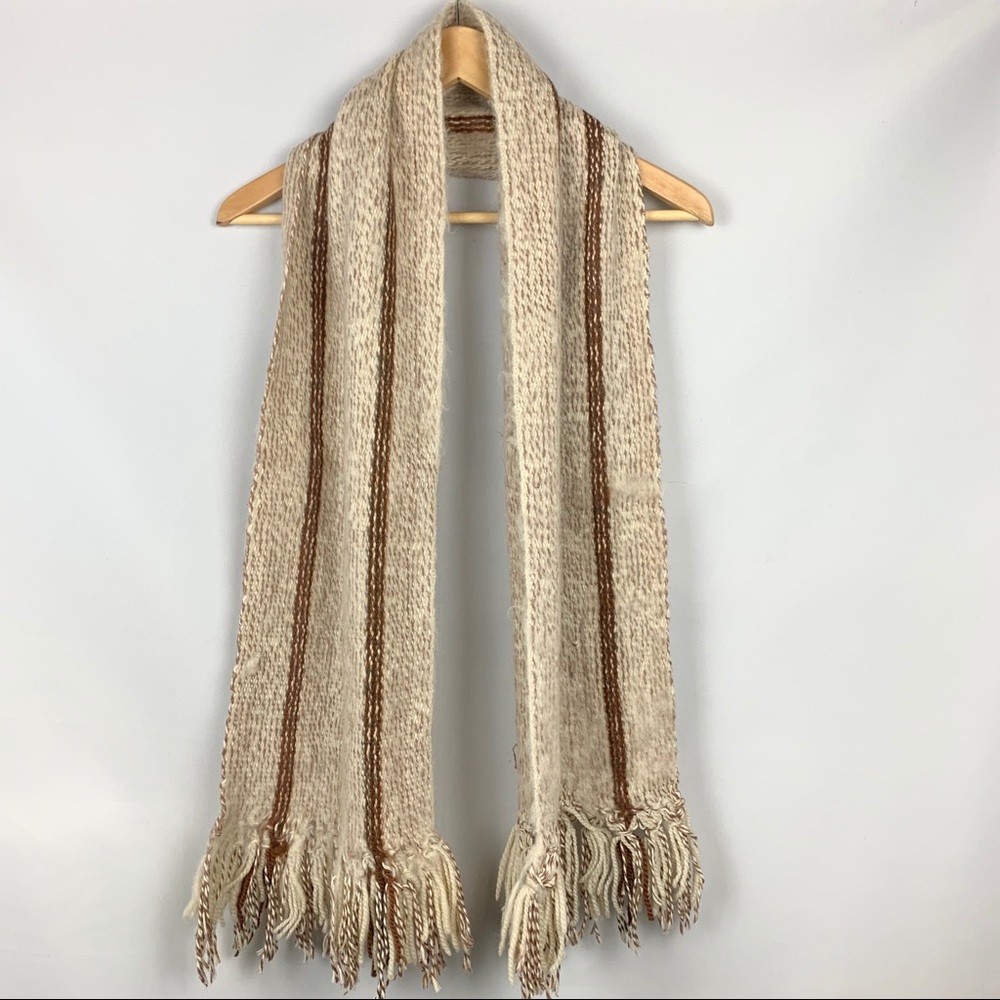 Wool Blend Cream And Rust Color Scarf - image 1